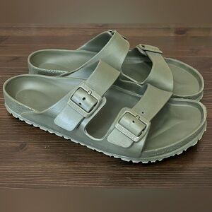 Birkenstock Olive Green EVA Sandals Size US 12 45 Adjustable Buckle Slides